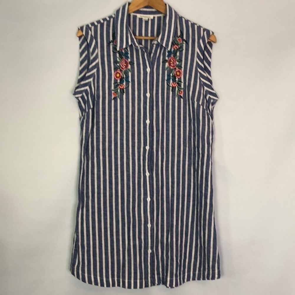 BEACH LUNCH LOUNGE Sleeveless Button Down Shirt Dress Size L